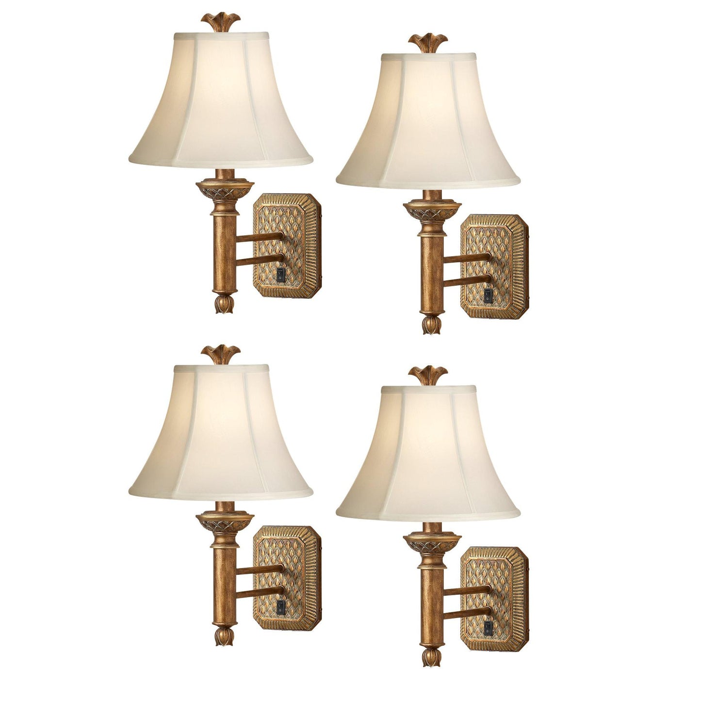 Medallion Lighting Pineapple 20" Antique Gold Resin/Steel Single Wall Lamp - Set of 4