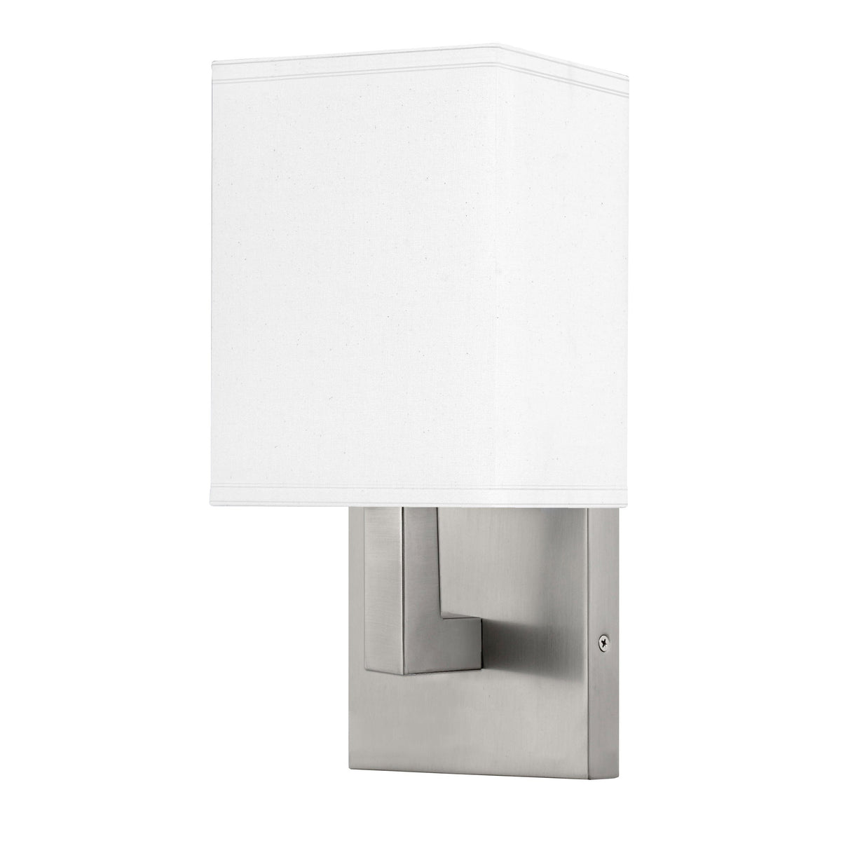 Medallion Lighting Refresh Group 14" Brushed Steel 1-Light Dimmable Armed Wall Sconce With White Acrylic Drum Half-Shade