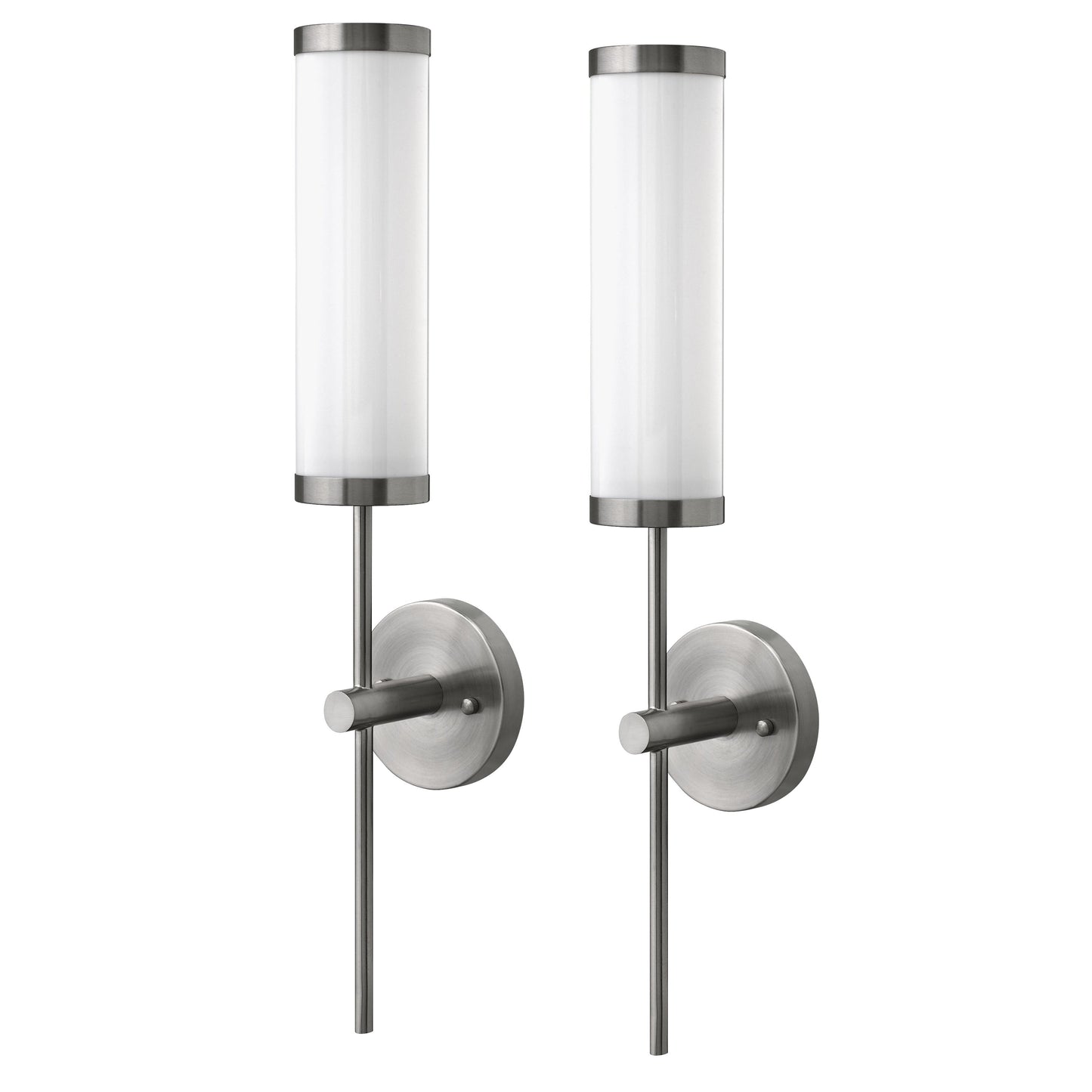 Medallion Lighting Trade Winds 24" Brushed Steel Single Wall Sconce With White Acrylic Shade - Set of 2