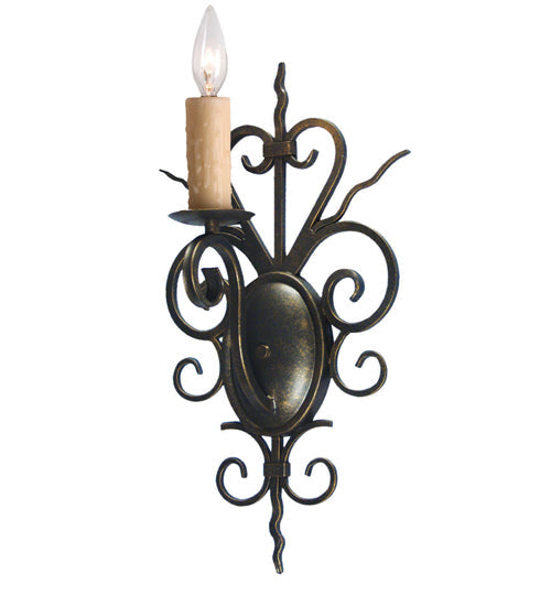 Meyda Lighting 11" Gilded Tobacco Kenneth 1 Wall Sconce With Ivory Faux Candlelight