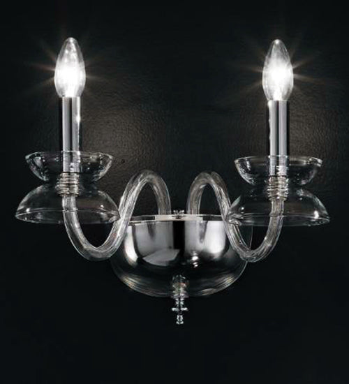 Meyda Lighting 14" 2-Light Chrome Dali Wall Sconce With Clear Crystal Shade Glass