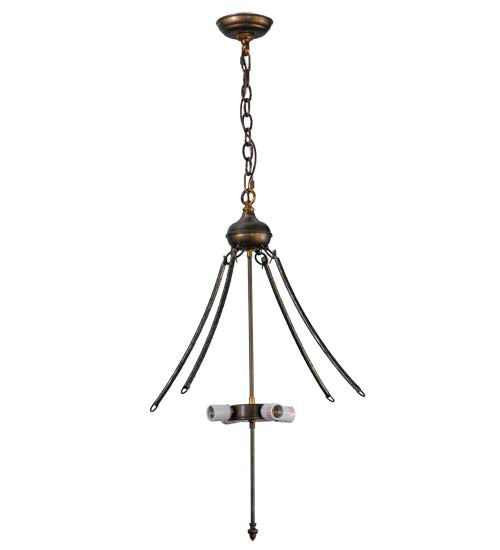 Meyda Lighting 20" 4-Light Antique Copper Bark Rod Inverted Pendant Light Hardware