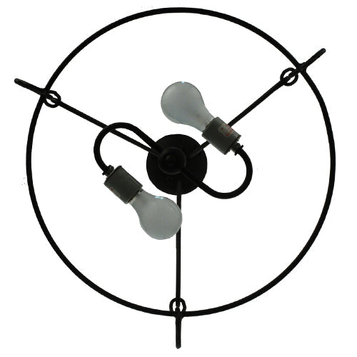 Meyda Lighting 24" 2-Light 3-Arm Black Powder Coat Serpentine Ring Semi-flush Mount Ceiling Light