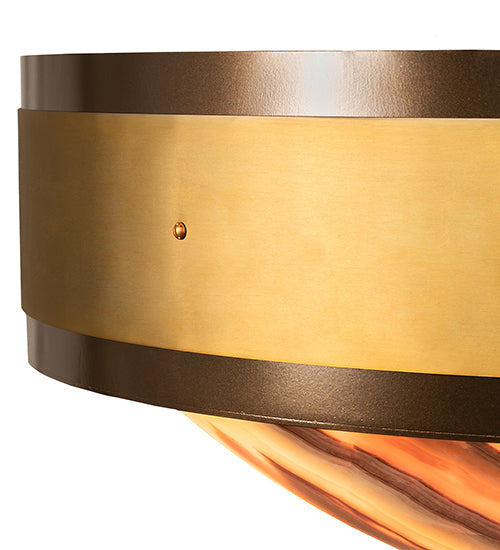 Meyda Lighting 32" 6-Light Brown Bronze & Gold Matte Flush Mount Light With Amber & Red Veined Onyx Shade