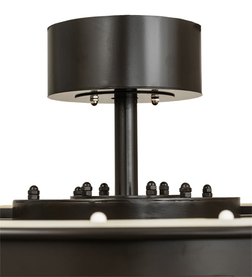 Meyda Lighting 37" 5-Light Timeless Bronze "T" Mission Chandelier With Beige Botticino Idalight Shade and Fan