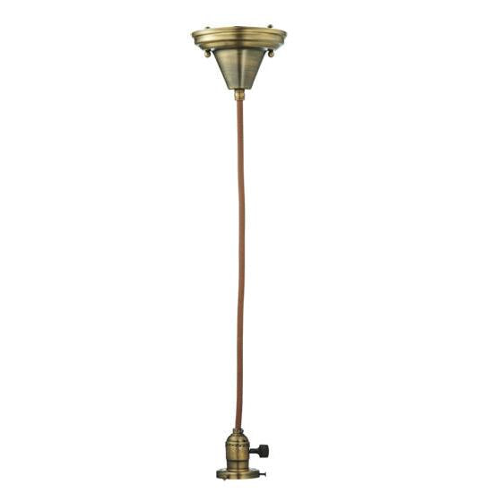 Meyda Lighting 5" Antique Brass Pendant Light Hardware With Brown Cloth Covered Paddle Socket Hanger Hardware