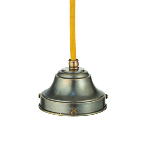 Meyda Lighting 5" Antique Brass Pendant Light Hardware With Gold Cloth Covered Wire Fitter Hardware