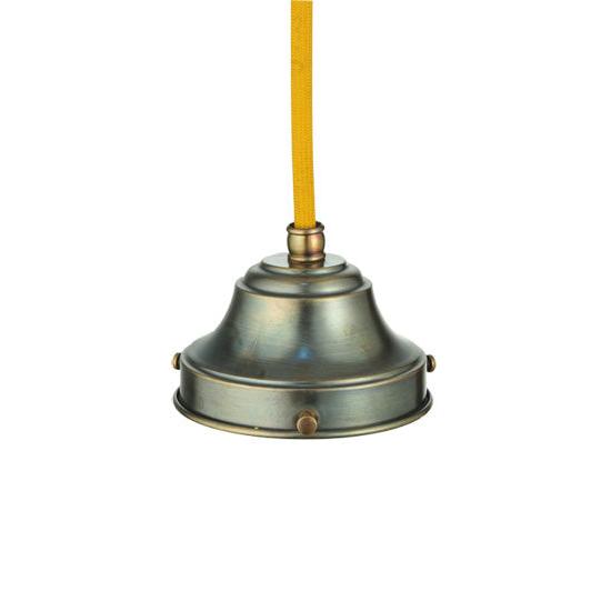 Meyda Lighting 5" Antique Brass Pendant Light Hardware With Gold Cloth Covered Wire Fitter Hardware