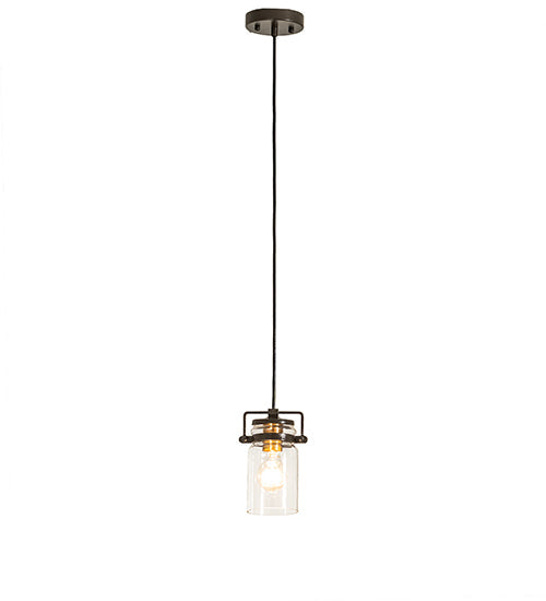 Meyda Lighting 6" Timeless Bronze Vein Pendant Light With Clear Shade Glass