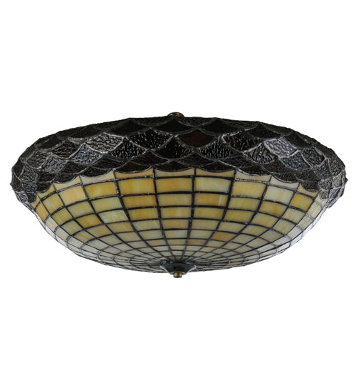 Meyda Lighting Acorn 13" Beige & Amber Shade Glass