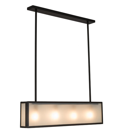 Meyda Lighting Affinity 40" 4-Light Timeless Bronze Island Pendant Light With Frosted Clear Shade Glass
