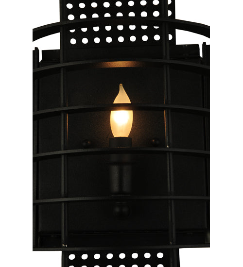 Meyda Lighting Agate 10" Black Wall Sconce With Creme Carrare Idalight Shade Glass