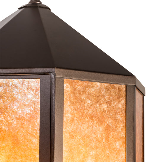 Meyda Lighting Agnes 18" 8-Light Mahogany Bronze Pendant Light With Amber Mica Shade Glass