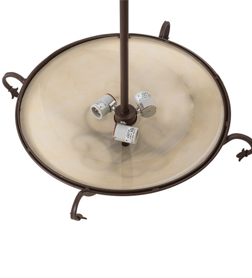 Meyda Lighting Alaine 24" 3-Light Cafe Noir Semi-flush Mount Light With Beige Sahara Taupe Idalight Shade Glass