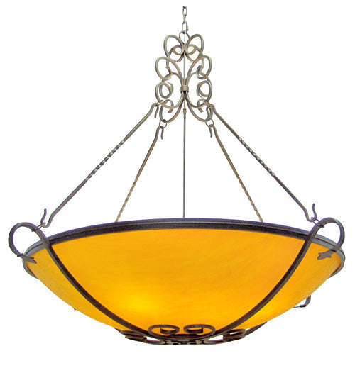 Meyda Lighting Alaine 60" 8-Light Gilded Tobacco Inverted Pendant Light With Amber Quartz Idalight Shade