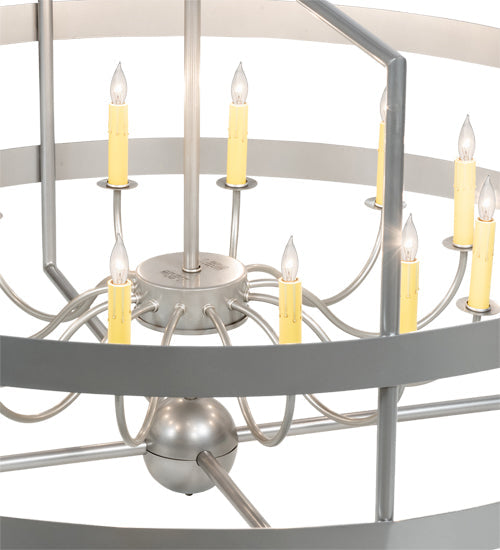 Meyda Lighting Aldari 48" 12-Light Nickel Powder Coat Chandelier With Ivory Faux Candlelight