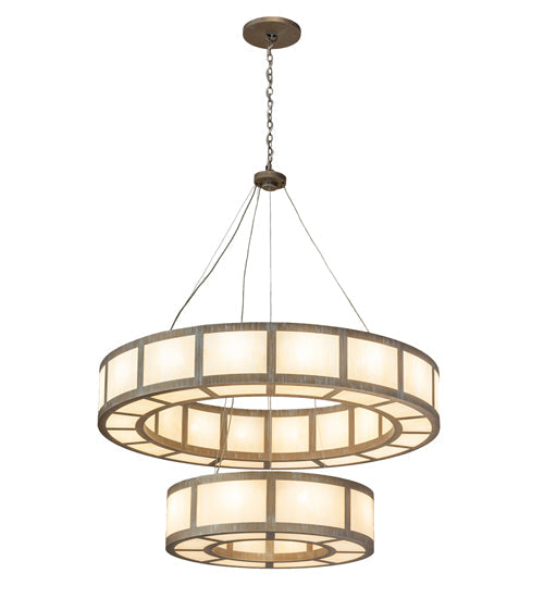 Meyda Lighting Alessandro 61" 24-Light 2-Tier Antique Silver Pendant Light With Creme Carrara Idalight Shade