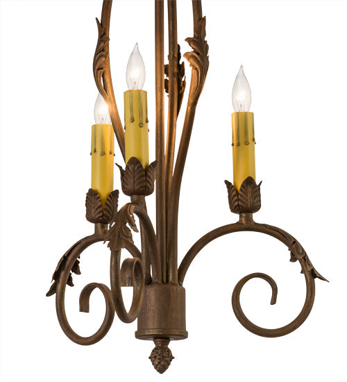 Meyda Lighting Alexandria 12" 3-Light Cortez Gold Chandelier With Ivory Faux Candlelight