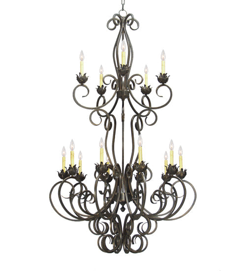 Meyda Lighting Alexis 42" 15-Light Gilded Tobacco Chandelier With Ivory Faux Candlelight