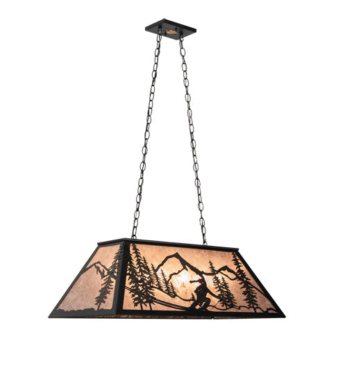 Meyda Lighting Alpine 33" 6-Light Textured Black Island Pendant Light With Silver Mica Shade Glass