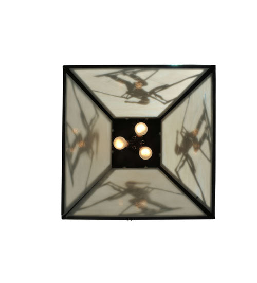 Meyda Lighting Alpine 36" 3-Light Textured Black Pendant Light With White Shade Glass