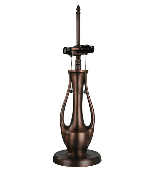 Meyda Lighting Anabelle 259883 26" 2-Light Mahogany Bronze Table Lamp With Pink Iridescent Shade Glass
