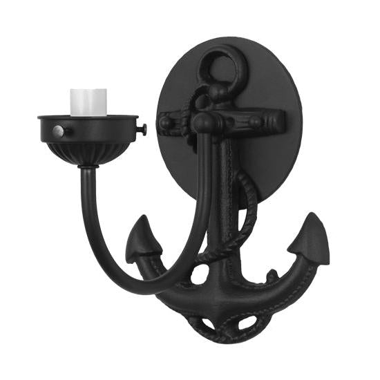 Meyda Lighting Anchor 6" Wrought Iron Wall Sconce With Clear Shade Glass