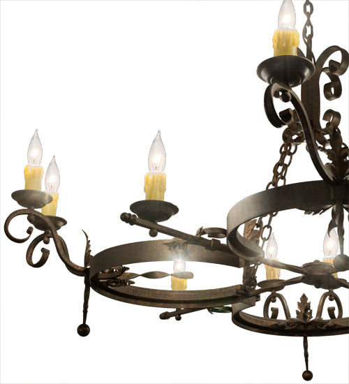 Meyda Lighting Andorra 60" 12-Light Gilded Tobacco Chandelier With Ivory Faux Candlelight
