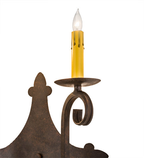 Meyda Lighting Angelique 12" 2-Light Cajun Spice Wall Sconce With Amber Faux Candlelight