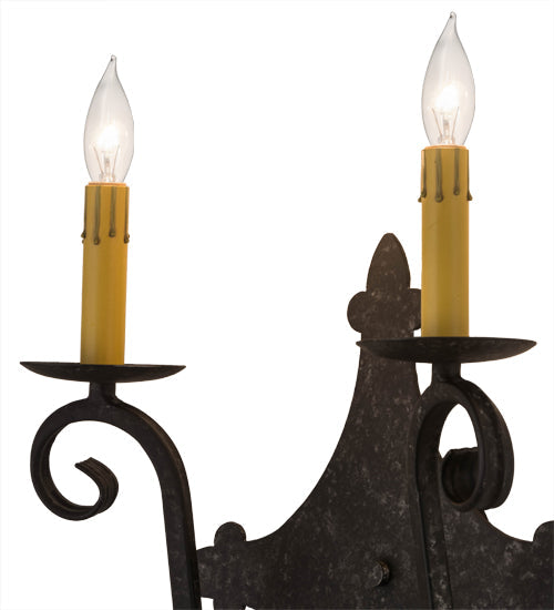 Meyda Lighting Angelique 12" 2-Light Graphite Pewter Wall Sconce With Ivory Faux Candlelight