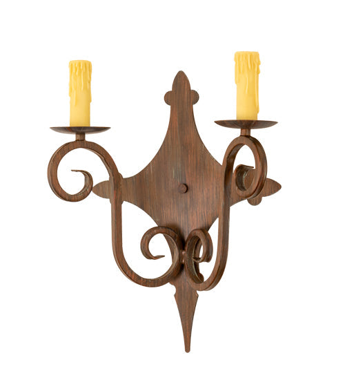 Meyda Lighting Angelique 15" 2-Light Old Red Barn Wall Sconce With White Natural Linen Shade