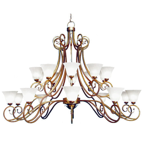 Meyda Lighting Angelo 96" 20-Light 2-Tier Autumn Leaf Chandelier With White Scavo Shade