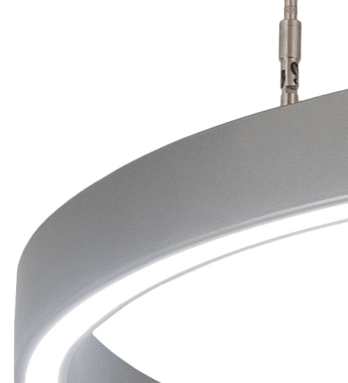 Meyda Lighting Anillo 36" Nickel Halo Pendant Light With White Statuario Idalight Shade Glass