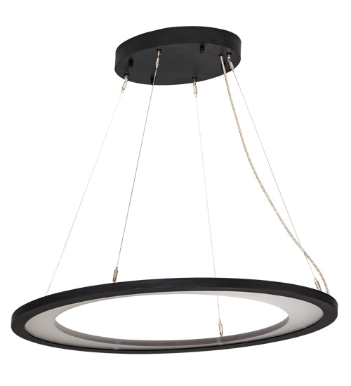 Meyda Lighting Anillo 37" Solar Black Ellipse Island Pendant Light With Clear Crystal Idalight Shade