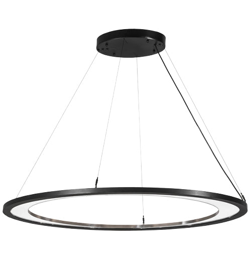 Meyda Lighting Anillo 49" Solar Black Ellipse Island Pendant Light With Contrail Mist Idalight Shade