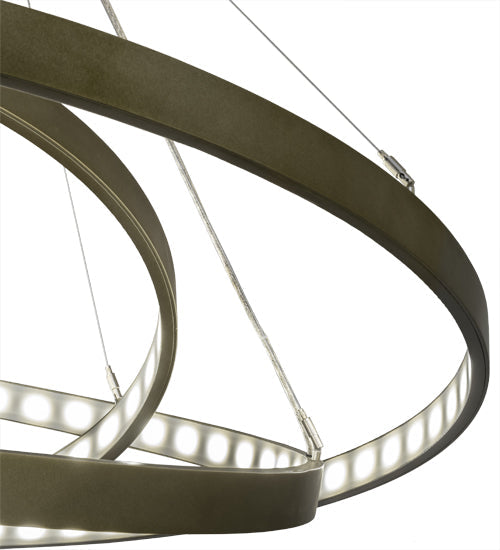 Meyda Lighting Anillo 60" 4-Ring LED Black Hills Gold Chandelier With White Statuario Idalight Shade Glass