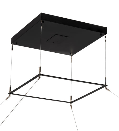 Meyda Lighting Anillo 60"Sq Flat Black Quadrato Pendant Light With White Statuario Idalight Shade