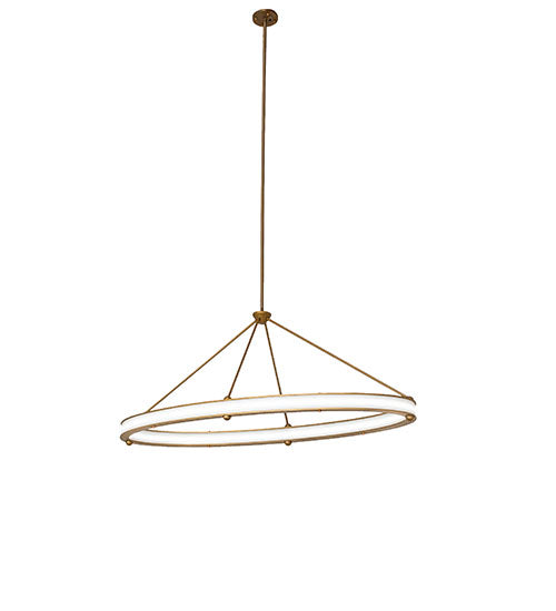 Meyda Lighting Anillo 64" LED Gold Matte Gemini Island Pendant Light With White Statuario Idalight Shade