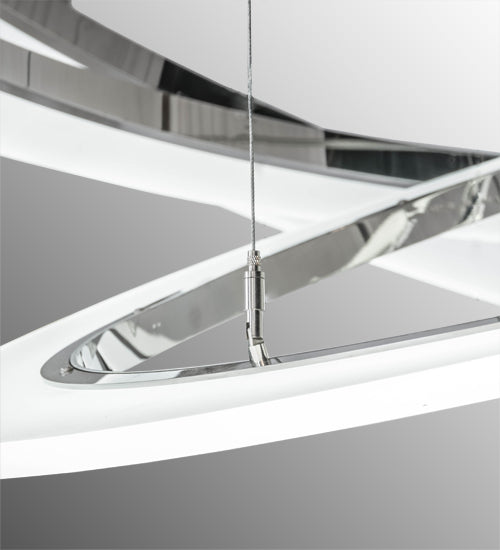 Meyda Lighting Anillo 72" 5-Ring LED Polished Stainless Steel Cascading Pendant Light With Clear White Contrail Mist Idalight Shade