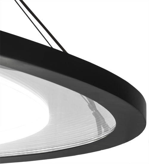 Meyda Lighting Anillo 73" Solar Black Ellipse Island Pendant Light With Crystal Idalight Shade