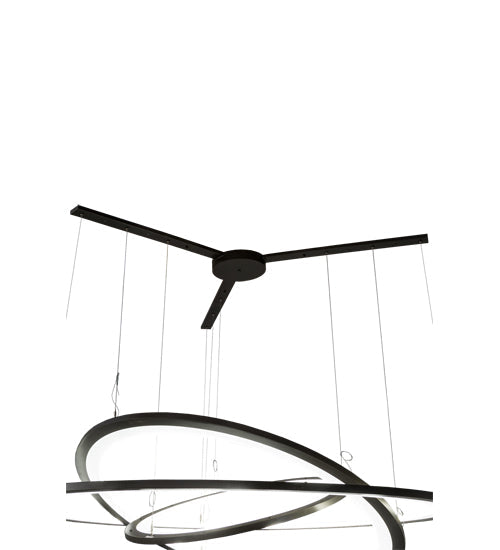 Meyda Lighting Anillo 75" 3-Ring LED Bronze Cascading Pendant Light With Frosted Clear Contrail Mist Idalight Shade