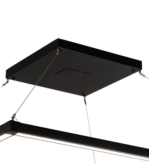 Meyda Lighting Anillo 85" LED Flat Black Quadrato Pendant Light With White Statuario Idalight Shade