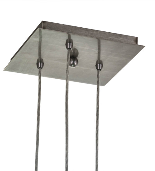 Meyda Lighting Anjou 14" 3-Light Brushed Champagne Cascading Pendant Light With Blue & Gray Shade Glass