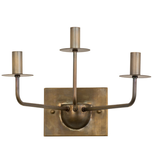Meyda Lighting Annacostia 19" 3-Light Chemical Antique Brass Wall Sconce With White Fabric Shade