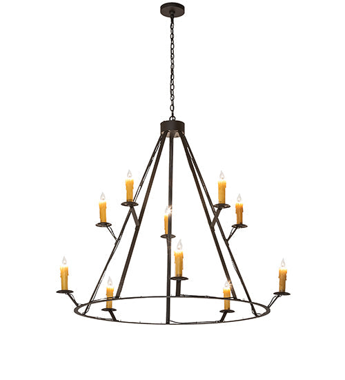 Meyda Lighting Anthracite 54" 10-Light Oil Rubbed Bronze Chandelier With Ivory Faux Candlelight
