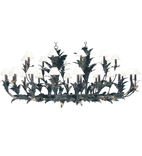 Meyda Lighting Antigua 120" 30-Light Gilded Tobacco Chandelier With White Textrene Shade