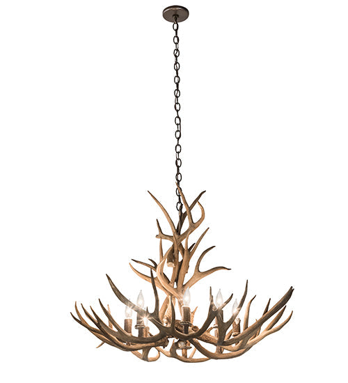 Meyda Lighting Antlers 32" 8-Light Antique Copper Mule Deer Chandelier