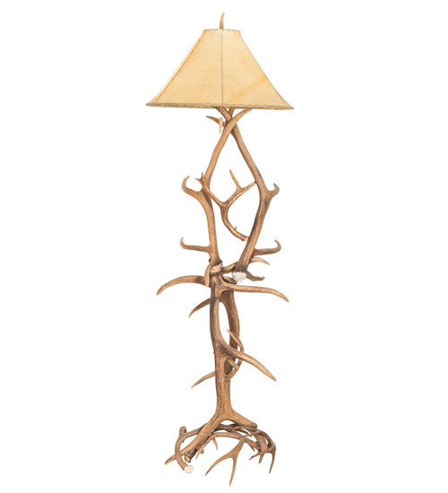 Meyda Lighting Antlers 71" Elk & Mule Deer Floor Lamp With Beige Shade