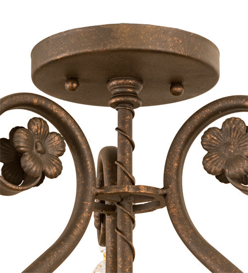 Meyda Lighting Antonia 12" 3-Light Gilded Tobacco Chandelier With Amber Faux Candlelight
