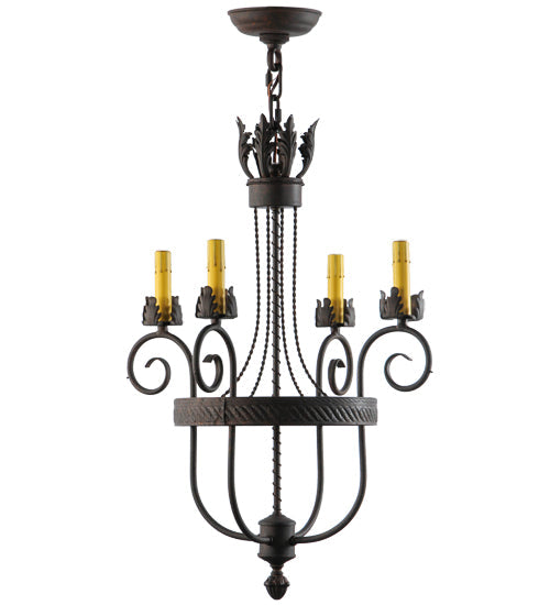 Meyda Lighting Antonia 19" 4-Light Cajun Spice Textured Chandelier With Brown Parchment Shade